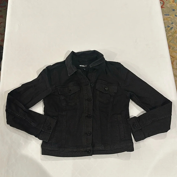 William Rast Medium Metallic Black shimmer Jean Denim Jacket‎ EUC - Picture 1 of 5